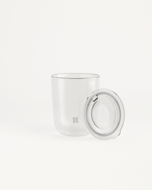 Glass Cup Set with a double-walled design and a comfortable Sip Lid, ideal for both warm and cold beverages.